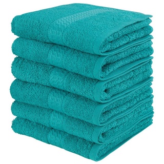 my home Gästehandtücher Juna, Walkfrottee (6-St), Set und als Serie, Handtuch-Set 30x50cm in Uni-Farben, 100% Baumwolle blau
