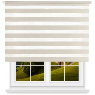 WellHome - Polyester Tag/Nacht Rollo 180 x 110cm (Breite x Höhe) Leinenoptik