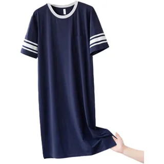 CYGE Herren Kurzarm Nachthemd Modal Baumwolle Gestrickter Pyjama Nachthemd Mittellanger Nachthemd Bademantel - 5XL
