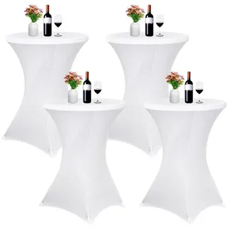 luxuskollektion Stehtischhusse Stretch Weiß 80 x 110 cm