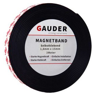 Gauder Magnetband 181301, schwarz, stark selbstklebend, 15 mm x 3 m