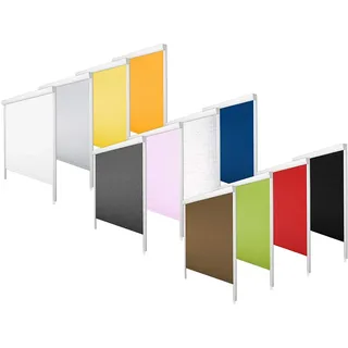 Verdunkelungsrollo Kassette und Seitenleisten, 100% Verdunkelung, große Auswahl, 18 Größen, 12 Farben, ohne Bohren, (Hellgrau, 110x150 cm)