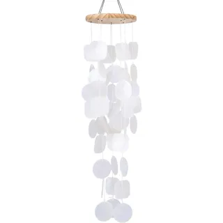 Muschel-Windspiel für draußen – handgefertigtes Capiz-Muschel-Windspiel, Küstendekoration für drinnen und draußen, Garten, Hof, Küste, Stranddekoration, Muttertagsgeschenk