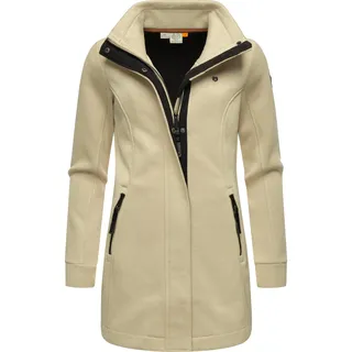 Ragwear Damen, Leichter Sweat-Übergangsmantel lang windabweisendl mit hohem Kragen Letrice Bonded Ecru24 Gr. L - L