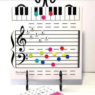 Hztyyier Magnetische, Trocken Abwischbare Tafel Zum Lesen von Notizen, Kleines Trocken Abwischbares Whiteboard für Musiklehrer, die Klavierlehrer Unterrichten