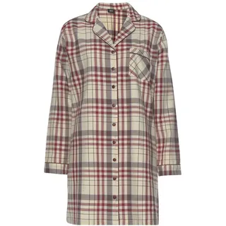H.I.S. H.I.S Damen Nachthemd bordeaux-kariert-creme Gr.34
