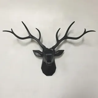 NEONMAN Geometrische Hirschkopf Wandskulptur - 3D Hirschgeweih Statue - Kunstharz Tierkopf Wanddeko - Hirschhorn Wand-Tierkopf Dekoration