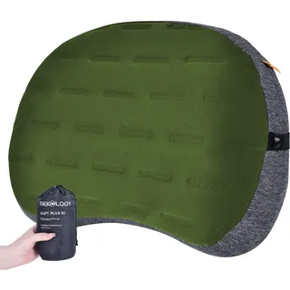 TREKOLOGY ALUFT Plus SE - Aufblasbares Campingkissen für Wandern, Reisen und Trekking - Ultraleicht, Kompakt & Bequemes Outdoor-Kissen - Abnehmbarer, Waschbarer Bezug - Tragbares Reisekissen (Grün)