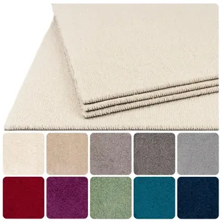 Teppichfliesen selbstliegend 50x50 cm Teppichboden Hochflor Velours | creme beige, 1 Fliese