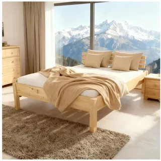 TUGA-Holztech Massivholzbett Zirbenbett 200 x 220 cm Holzbett Vollholzbett Bettgestell Bettrahmen, Breite 70 80 90 100 120 140 160 180 200 Länge 190 200 210 220 H=48 cm 220 cm x 220 cm