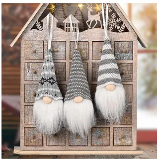 NSXIN Weihnachten Deko Wichtel Figuren 3 Stück Mini Schwedischen Weihnachtsmann Weihnachtsdeko Santa Tomte Gnom, Skandinavischer Zwerg Geschenke für Freunde Familie (Grau/3Stk)