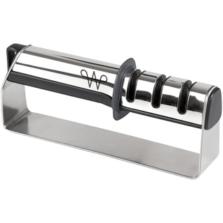 WERTA Messerschärfer Edelstahl - 3 Stufen Messerschleifer - Ideal für Kochmesser & Küchenmesser - Für Links- & Rechtshänder - Premium Qualität