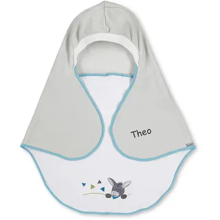 Sterntaler Baby Einschlagdecke mit Namen, Universal für Babyschale, Autositz, z.B. für Maxi-Cosi, Cybex, Kiddy, Römer, für Kinderwagen, Buggy oder Babybett, Esel Erik Grau/Blau