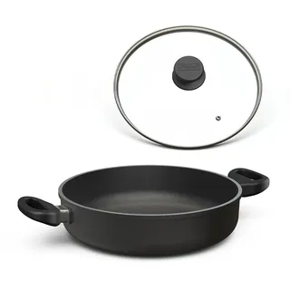 Hoffmann Schmorpfanne 20 cm Induktion, Antihaft, mit Deckel, Aluguss, hoher Rand, mit 2 Griffen, alle Herdarten, backofenfest, wiederbeschichtbar, spülmaschinenfest - Pfanne, Bratpfanne, Bräter