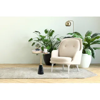 Beistelltisch KAYOOM "Rocio 325, Ausgestattet mit stabilem Marmorfuß, Edelstahl-Gestell", schwarz, B:40cm H:53cm T:40cm, Tischplatte: 100% Edelstahl, Sockel: Marmor, Tische, Beistelltisch, Stabiler Marmorfuß, runde Ablagefläche und Gestell aus Edelstahl
