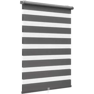 Doppelrollo, Kein Bohren Erforderlich, Klemmfix-befestigung, 110 X 130 Cm, Polyester, Dunkelgrau, Wohnzimmer, Schlafzimmer, Büro