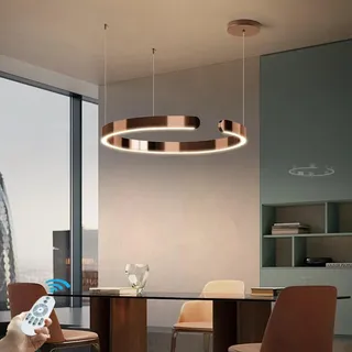 CNMKLM LED Hängeleuchte Dimmbar Moderne Ring Esszimmer-Pendelleuchte Kreatives C Design Hängelampe Höhenverstellbar Pendellampe Für Esstisch,Wohnzimmer,Schlafzimmer(Braun,1 ring/40CM/25W)