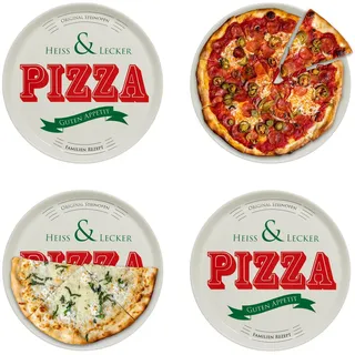 KHG 4er-Set Pizzateller, extra groß mit 30 cm Durchmesser in Heiss & Lecker