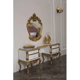 JVmoebel Schminktisch Barocke Konsole mit Spiegel in Weiß und goldenen Füßen (Set, 2-St., 2er Set), Made in Europa weiß