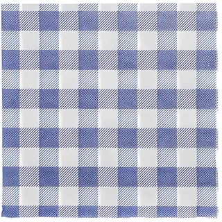 Papstar 100 Servietten, 1-lagig 1/4-Falz 33 cm x 33 cm blau/weiss "Vichy Karo"