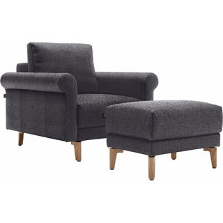 hülsta sofa Sessel hs.450, modern Landhaus, Breite 88 cm, Fuß Nussbaum grau|schwarz