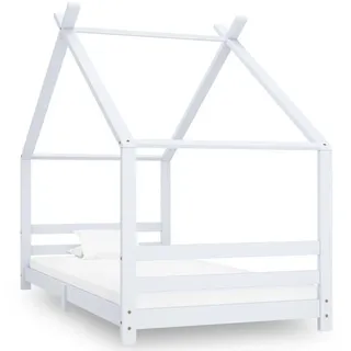 vidaXL Himmelbett mit Himmel 90 x 200 cm Kiefer massiv weiß