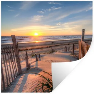 MuchoWow Wandsticker Strand - Meer - Düne - Sonnenuntergang - Landschaft (1 St), Wandaufkleber, Selbstklebend, Wohnzimmer, 80x80 cm bunt 80 cm x 80 cm x 0.1 cm