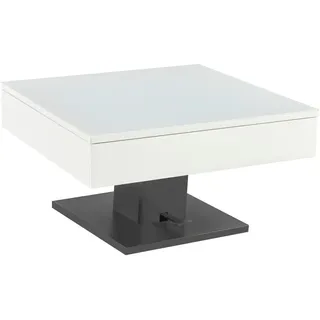 Livetastic Couchtisch, Schwarz, Weiß, Metall, Glas, Holzwerkstoff, rechteckig, Bodenplatte, Sockel, 80x47x80 cm, Stauraum, höhenverstellbar, einfacher Aufbau, Wohnzimmer, Wohnzimmertische, Couchtische, Couchtische mit Stauraum
