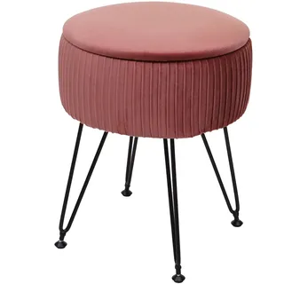 Mendler Sitzhocker HWC-K47 Samt Ø 33 cm Rosa