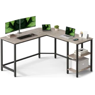 VASAGLE Eckschreibtisch 138 x 138 x 76 cm Greige-Schwarz