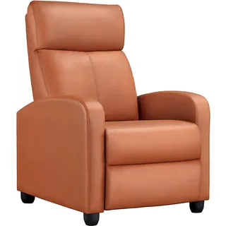 Yaheetech Relaxsessel Fernsehsessel Ruhesessel Liegesessel mit Liege-Funktion Polstersessel Kunstleder verstellbar Einzelliegesessel Wohnzimmer Schlafzimmer Heimkino Orange