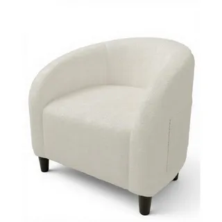 LuxusKollektion Loungesessel Sessel Loungesessel Relaxsessel Leinenoptik Samtstoff Weiß weiß