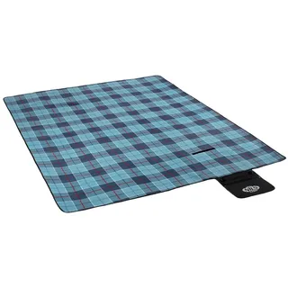 NILS CAMP Picknickdecke Outdoor - Camping Decke mit Tragegriff - Faltbar Picknickmatte - Praktisch Stranddecke - wasserdichte und Sanddichte Unterseite - 250 x 200 cm  - Blau Gitter