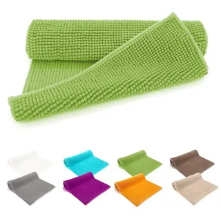 heimtexland Badematte Badvorleger Chenille Badteppich Duschvorleger, rutschhemmend beschichtet, Fußbodenheizung geeignet, schnell trocknend, strapazierfähig, fußbodenheizungsgeeignet, rutschfest, saugstark, Polyester, rechteckig, 70x120 cm, Hochflor, super weich, extrem saugfähig, Maschinenwäsche grün 70x120 cm