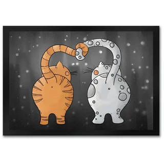 speecheese Fußmatte Katzen Fußmatte in Grau Katze Katzer Freundschaft Liebe Zuhause 35 cm