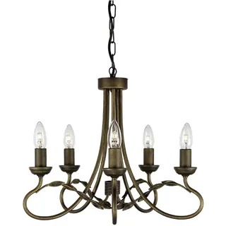 Elstead Lighting, Kronleuchter, Olivia Kronleuchter E14 5-fach Schwarz, Gold, Made in UK (47 cm)