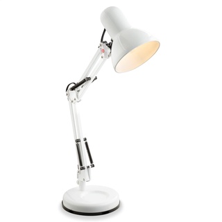 Weiße Schreibtischlampe Beweglich Nachttischlampe Tischlampe Retro Weiß (Höhe 60 cm, Schreibtischleuchte, Gelenk Arm, Fassung E27, 3 flexible Gelenke)