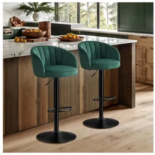 LuxusKollektion Barhocker Barhocker Höhenverstellbar Lehne Drehbar Belastbar 150kg Grün grün