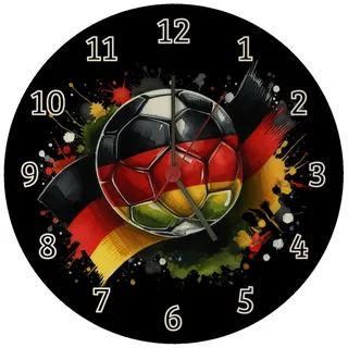 speecheese Wanduhr Fußball Deutschland Flagge Wanduhr aus MDF 26,5 cm