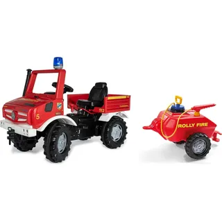 Rolly Toys Fire Unimog Feuerwehr Edition 2020 mit Anhänger Tretauto 3 Ã 8 Jahre