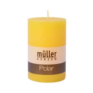 Müller Kerzen Polar Stumpenkerzen 120/78mm, Raureif-Effekt 5461207826 , 1 Packung = 4 Stück, gelb