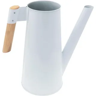 hrb Gießkanne Zinkgießkanne 3 L, feuerverzinkt,langlebige Metallgießkanne Kanne, ergonomischer Buchenholzgriff, verzinkter Metallstahl, lackiert weiß