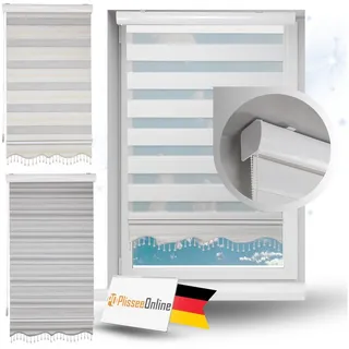 Doppelrollo Duorollo mit Kassette und Perlen in Weiß, Grau, Gold Höhe: 200 cm, Plisseeonline, blickdicht, Deckenmontage, Inkl. Montagezubehör Schrauben und Dübel, Decke oder Wand, mit Kindersicherung goldfarben 160 cm x 200 cm