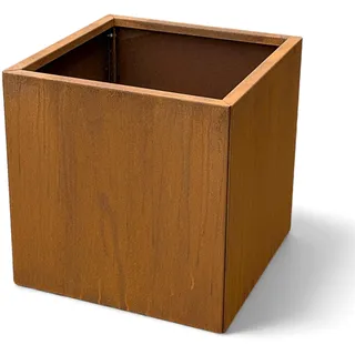 Czaja Cortenstahl Pflanzkübel 50x50x50 cm Fiorella mit Bodenplatte - Made in Germany - Rost Deko Blumenkübel quadratisch – wetterfest & langlebig – Garten Terrasse Balkon – Edelrost Pflanzgefäß