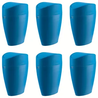 baliv Kosmetikeimer 6x 1,25 l Blau Kunststoff Schwingdeckel Bad WC Mülleimer