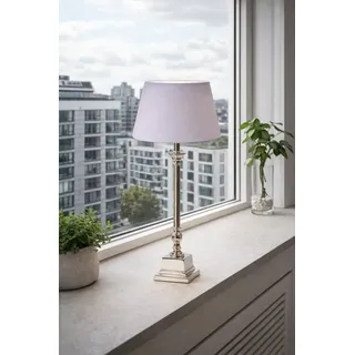 AMBIENTE-LEBENSART.DE Lampenschirm Lampenschirm oval hell grau edel für Tischlampen Stehlampen Ø 30cm grau