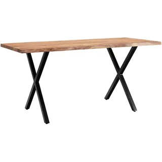 Wohnling Schreibtisch 180 cm Akazie massiv / Schwarz