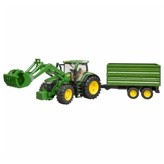 Bruder 03155 - Traktor mit Frontlader und Anhänger grün 1:16