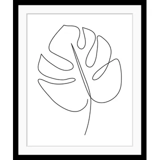 Bild QUEENCE "Denver" Bilder Gr. B/H: 50 cm x 70 cm, Wandbild Blätter Hochformat, schwarz-weiß (schwarz) Kunstdrucke Blatt, gerahmt