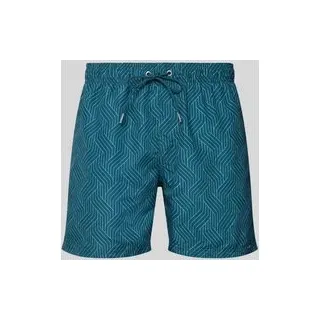 Badehose im Allover-Look mit elastischem Bund, Tuerkis, L